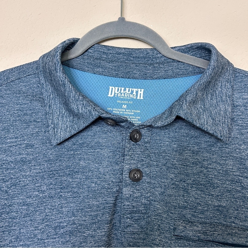 Duluth Trading Nylon Short Sleeve Button Up Polo Mens Size M Relaxed Fit - Picture 4 of 7